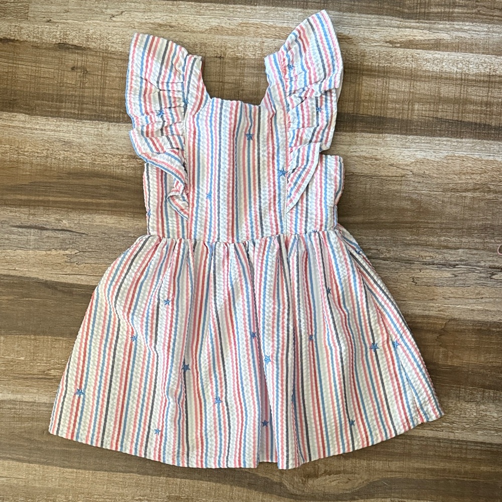Cat & Jack Striped Ruffle Sleeve Kids Dress size 5T